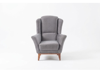 Sillón de diseño de una plaza para sala de estar con brazos acolchados en tela, de un asiento.