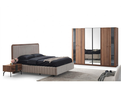 Conjunto exclusivo de dormitorio cama 2x mesitas de noche y armario de 4 piezas.