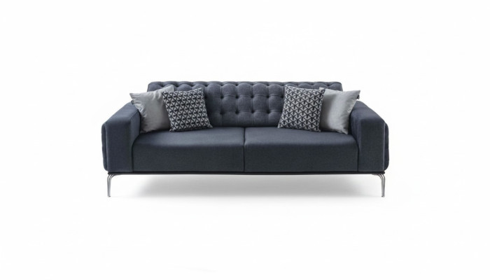 Sofá Chesterfield gris de 3 plazas para salón, nuevo.