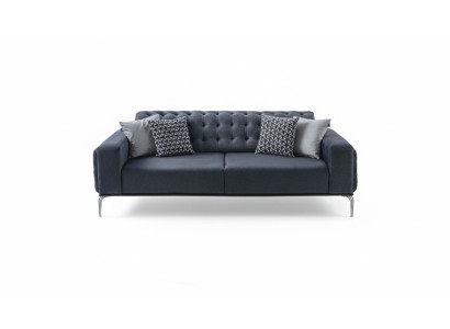 Sofá Chesterfield gris de 3 plazas para salón, nuevo.