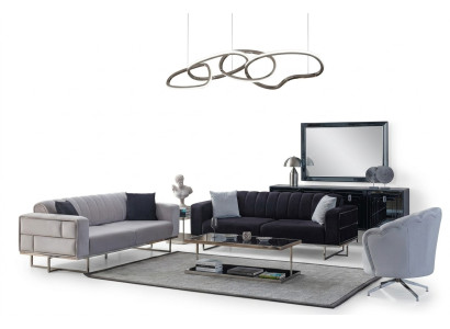Sofás de sala de estar grises Diseñador Tapizados Sofá de tres plazas Sillón textil de 3 piezas