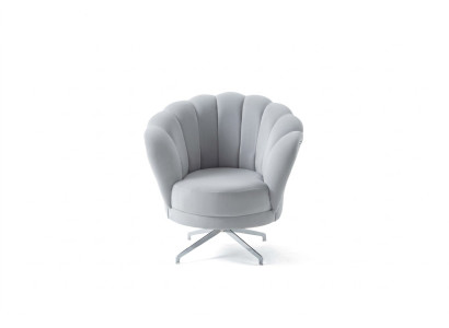 Sillón gris de diseñador para salón, de una sola plaza, elegante, de lujo, con patas de acero inoxidable.