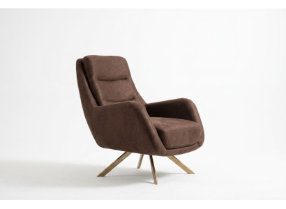 Sillón de terciopelo marrón Brazo moderno Sillón de salón Mueble textil