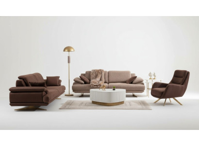 Sofás de salón marrones de diseñador 3+3+1 plazas, juego de sillones de 3 piezas de un asiento