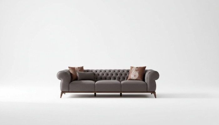 Sala de estar gris Conjunto de sofás de lujo de 4 plazas Diseñador de 3 plazas Silla noble