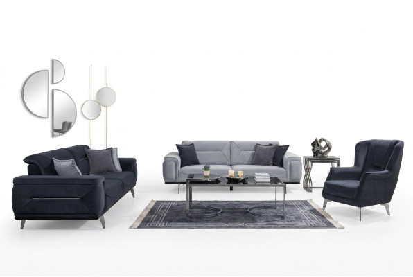 Sofás de sala de estar grises, sofás de diseñador, sofás de tres plazas de lujo y sillones individuales.
