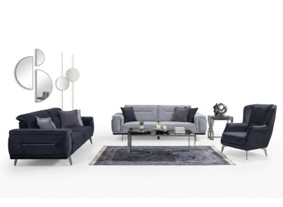 Sofás de sala de estar grises, sofás de diseñador, sofás de tres plazas de lujo y sillones individuales.