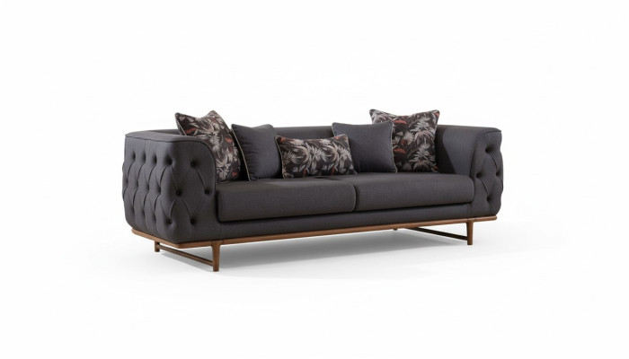 Sofá Chesterfield negro con función de cama de diseñador para la sala de estar de 3 plazas.