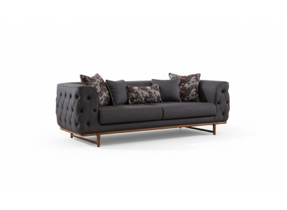 Sofá Chesterfield negro con función de cama de diseñador para la sala de estar de 3 plazas.