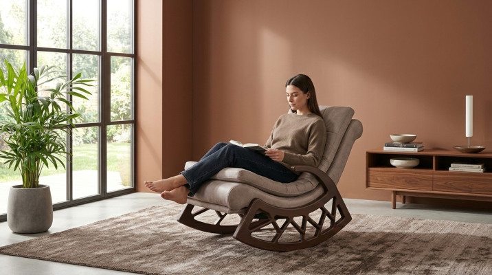 Moderna mecedora de madera elegantes muebles de salón para relajarse estructura de madera nuevo.