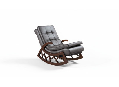 Silla mecedora gris exclusiva para sala de estar, muebles de relajación con estructura de madera, nueva.