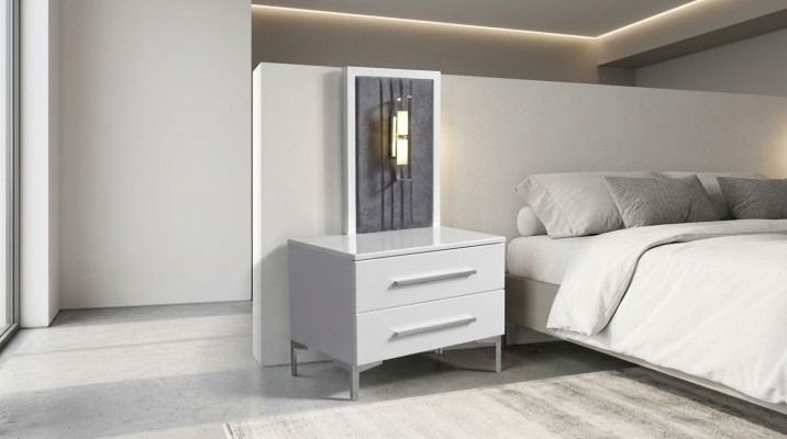 Mesitas de noche de madera blanca - Diseñador de mesitas de noche exclusivas - Muebles de dormitorio