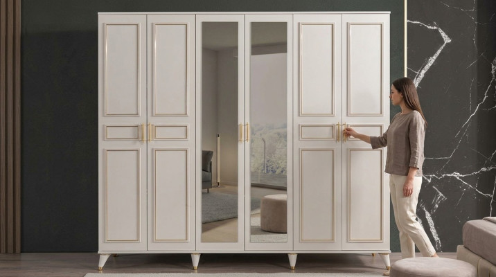 Armario blanco Armario de cristal Dormitorio Diseñador Muebles de madera Nuevo