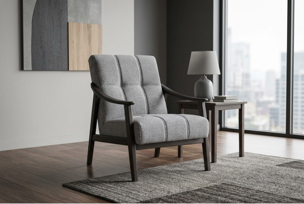 Diseñador gris sillón sala de estar muebles de asiento estructura de madera de lujo nueva