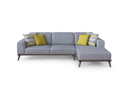 Sofá en L de color gris para sala de estar, conjunto de muebles tapizados y sofás.