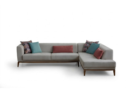 Sofá esquinero gris en forma de L para el salón, sofá de lujo de salón.