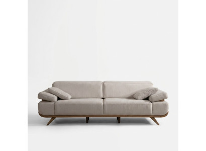 Sofá de tela beige claro, sofás tapizados de diseño, sofás de salón de tres plazas