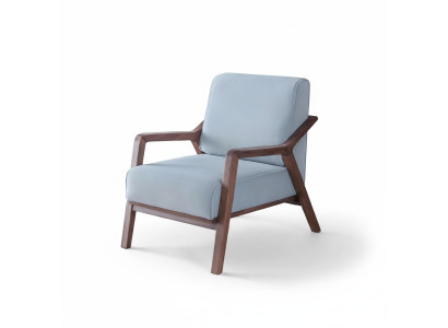 Sillón exclusivo azul para sala de estar con reposabrazos de una sola plaza con estructura de madera, nuevo.