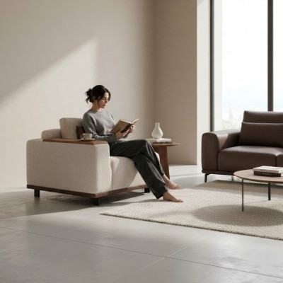 Sofá modular beige, sofás de esquina de diseñador en forma de L, muebles de salón nuevos.