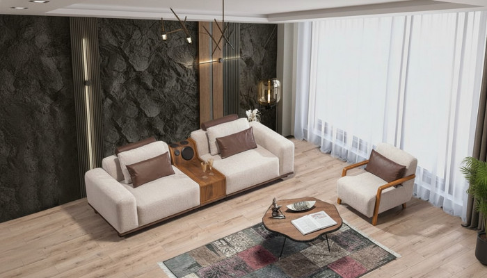 Sofá exclusivo de 2 plazas en beige para sala de estar, sofá moderno de dos plazas.