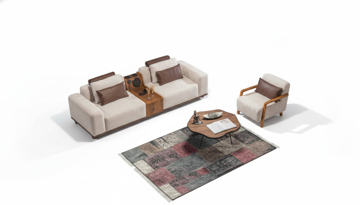 Sofá exclusivo de 2 plazas en beige para sala de estar, sofá moderno de dos plazas.