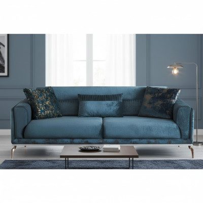 Sofá moderno de 3 plazas de lujo verde, diseño de muebles en sala de estar con sofá de 235 cm.