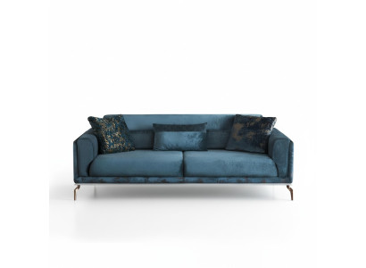 Sofá moderno de 3 plazas de lujo verde, diseño de muebles en sala de estar con sofá de 235 cm.