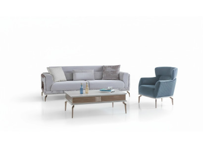 Juego de sala conjunto grupo mobiliario sofá sillones mesa de centro de 3 piezas.