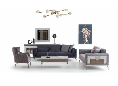 Diseño de sala de estar Set Sofás Sillones Mesa de centro moderna 3+3+1 Mesa de centro