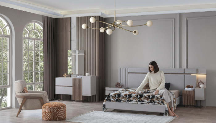 Set de dormitorio de lujo Cama completa + 2 mesitas de noche 3 piezas. Set moderno Nuevo.