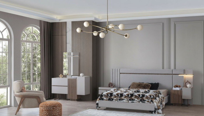 Set de dormitorio de lujo Cama completa + 2 mesitas de noche 3 piezas. Set moderno Nuevo.