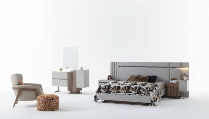 Set de dormitorio de lujo Cama completa + 2 mesitas de noche 3 piezas. Set moderno Nuevo.