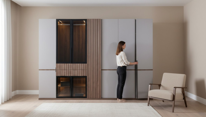 Armario Armario de ropa Dormitorio Armarios Moderno Madera Lujo 260cm