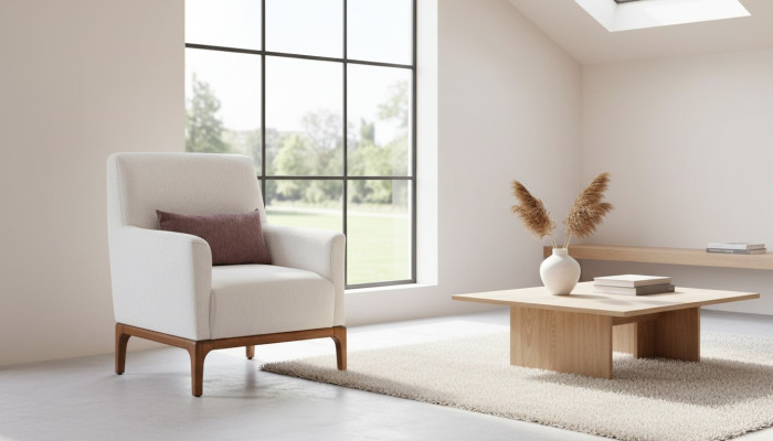 Diseño de sillón de lujo para una persona en tela blanca, sillón para salón de estar Club Lounge.