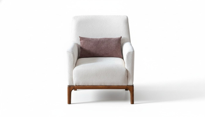 Diseño de sillón de lujo para una persona en tela blanca, sillón para salón de estar Club Lounge.
