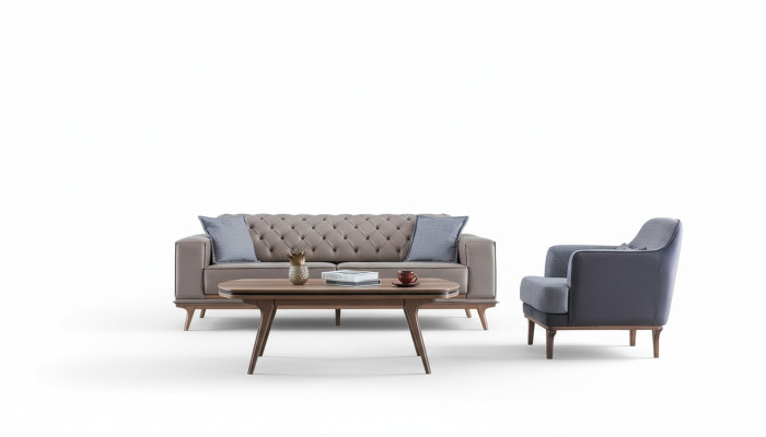 Lujo moderno sala de estar conjunto de 4 piezas. Sofá de 4 plazas, sillón, mesa de centro. Nuevo.