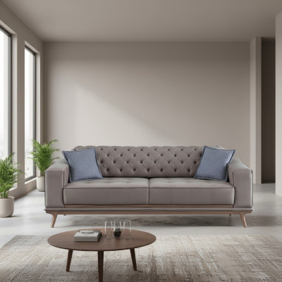Sofá de 4 plazas, sofás de diseño Gris de tela de poliéster relajante Asientos Muebles Modernos