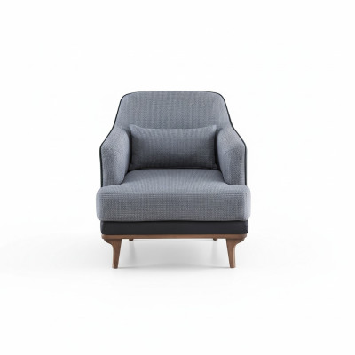 Sillón Moderno Gris Sala de Estar Asiento Tejido Diseño Mueble Individual