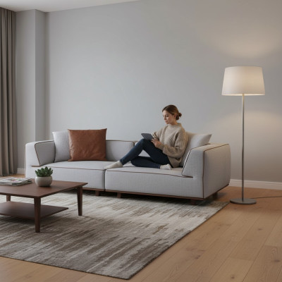 Sofá de 4 plazas Diseño Sofás Tapicería Gris Textil Asiento Relax Muebles de 272 cm de ancho extra grande