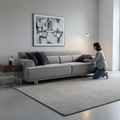 Sofá de 3 plazas moderno en gris para salón de lujo de 235 cm.
