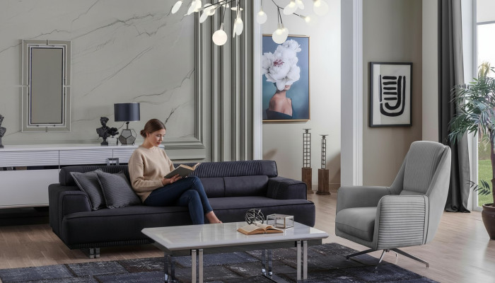 Conjunto de sofás de 3 plazas y sillón, muebles de diseñador para sala de estar, muebles de sofá.