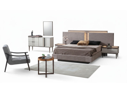 Diseño de dormitorio 5 piezas. Conjunto de dormitorio cama mesita de noche tocador