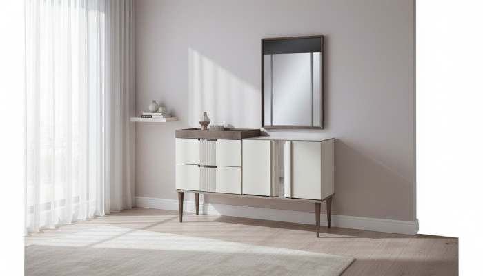Diseño tocador con espejo Muebles de lujo para dormitorio 2 piezas Estilo