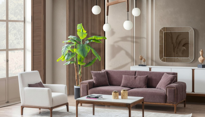 Juego de sala: sofá de 3+1 plazas, mesa de centro, conjunto de sofá y sillón de diseño moderno.