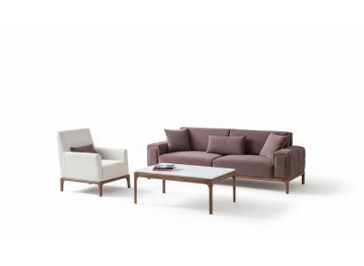 Juego de sala: sofá de 3+1 plazas, mesa de centro, conjunto de sofá y sillón de diseño moderno.