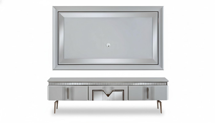 Conjunto de pared para sala de estar gris, muebles, aparador, panel de pared para TV, panel, 2 piezas.