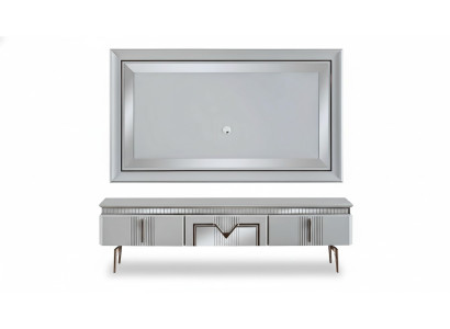 Conjunto de pared para sala de estar gris, muebles, aparador, panel de pared para TV, panel, 2 piezas.