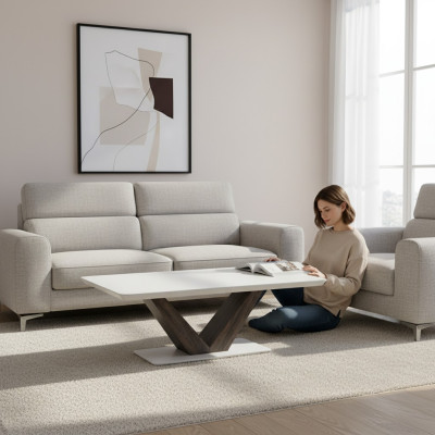 Mesa de centro de diseño de lujo de madera, un elegante mueble para la sala de estar.