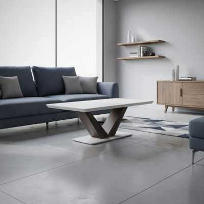 Mesa de centro de diseño de lujo de madera, un elegante mueble para la sala de estar.