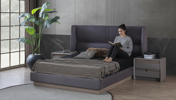 Set de dormitorio de lujo Cama completa 2 mesitas de noche Moderno 3 piezas Nuevo